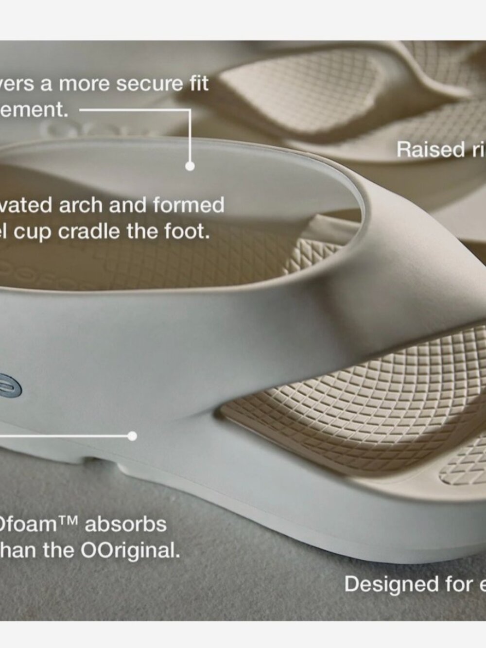 OOFOS Women Creamy Beige White Flip Flop Sandal Higher Style Size 8 - Picture 2 of 6